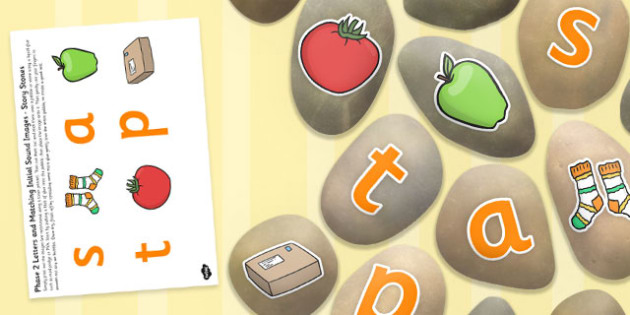 Phase 2 Letters and Matching Initial Sound Images Stone Cut Outs