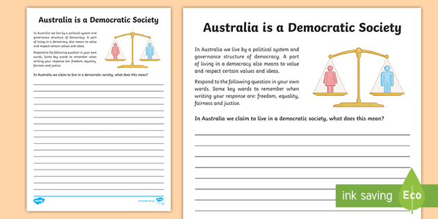 australia is a democratic society worksheet teacher made