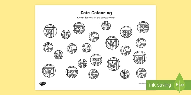 Coin Coloring Worksheet Teacher Made Twinkl