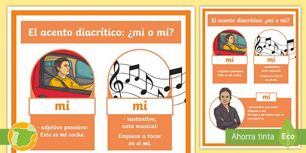 Poster El Acento Diacritico Mi O Mi Teacher Made