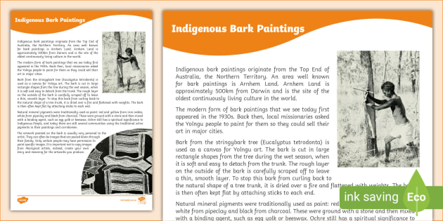 Indigenous Bark Painting Fact File (teacher made)