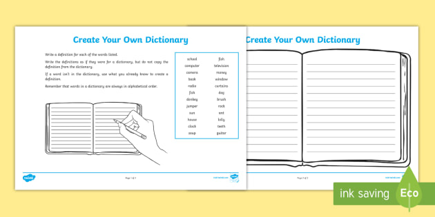 FREE! - Create Your Own Dictionary – Free Booklet Template – Twinkl