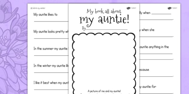 A Book About My Auntie Writing Templates