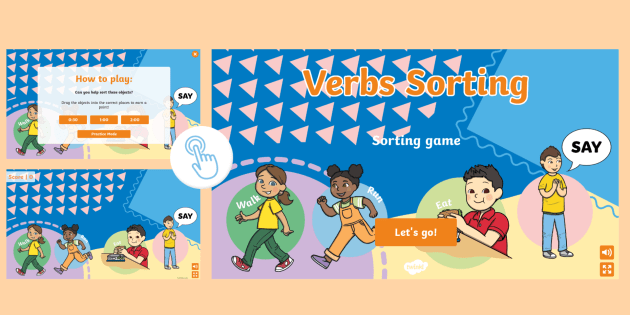 Sorting Verbs Interactive Sorting Activity Game 1 - Twinkl