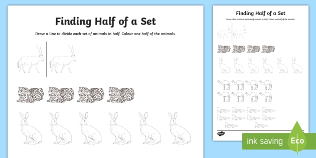 find half of a set worksheet worksheet teacher made