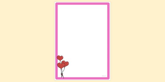 free simple blank heart balloon page border twinkl