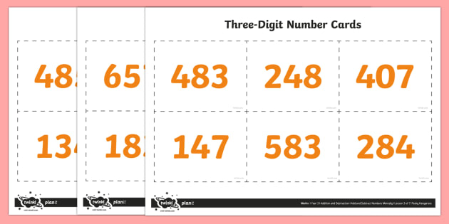 printable cards 3 number digit Addition Subtracting Three Number Digit   Cards and Adding