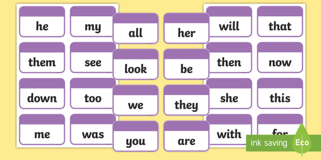 high frequency words kindergarten flash cards