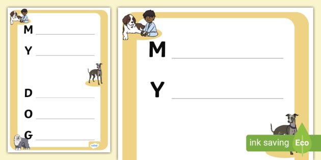 My Dog Acrostic Poem Template Teacher Made