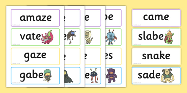 Phase 5 'a-e' Split Digraph Flashcards Real and Nonsense Words