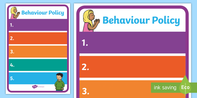 Editable Behaviour Policy Template - school policies examples, school