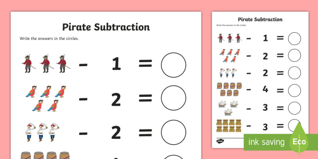 pirate subtraction worksheet activity sheet pirate addition