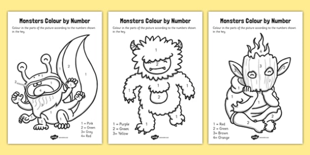 monsters colournumber teacher made