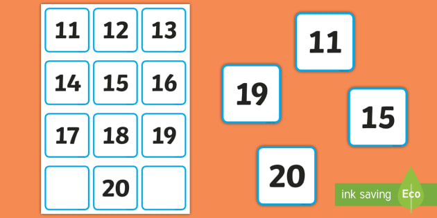 11 to 20 small number cards teacher made
