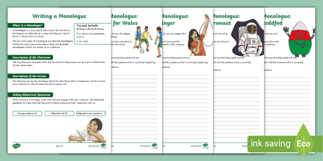 Creating a Monologue Activity Sheets (teacher made)