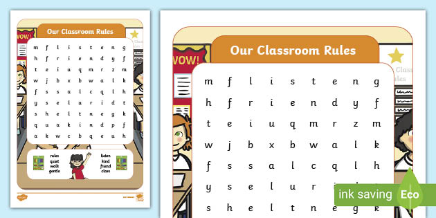 classroom-rules-word-search-teacher-made