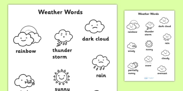 Weather Words Colouring Sheet (teacher made)