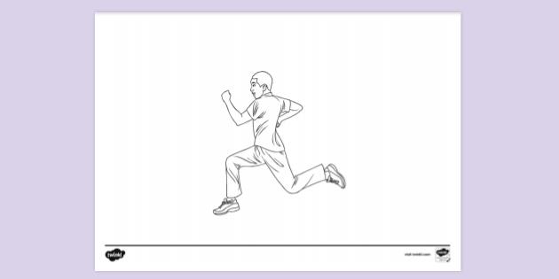 Teenager Running | KS1 Colouring Sheets | Twinkl Resources