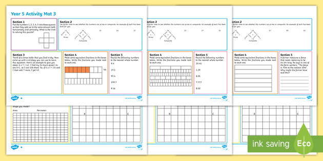 Year 5 Spring 1 Maths 3 Differentiated Activity Mat