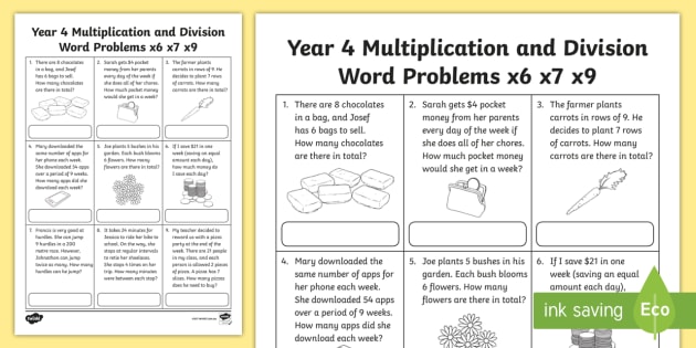 Editable Year 4 Multiplication And Division Word Problems Worksheet