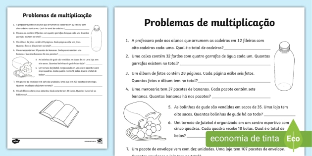 Problemas de Matemática para 3º Ano sobre Multiplicação