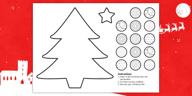 Christmas Tree Cutout For Preschoolers Cutting Skills