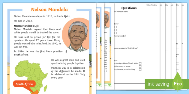 ks1 nelson mandela differentiated reading comprehension