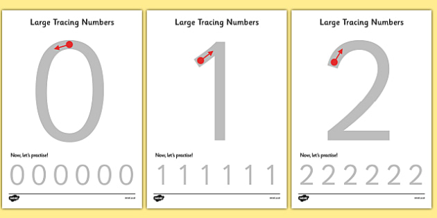 Large Tracing Numbers - Tracing numbers, tracing sheet, 0-9