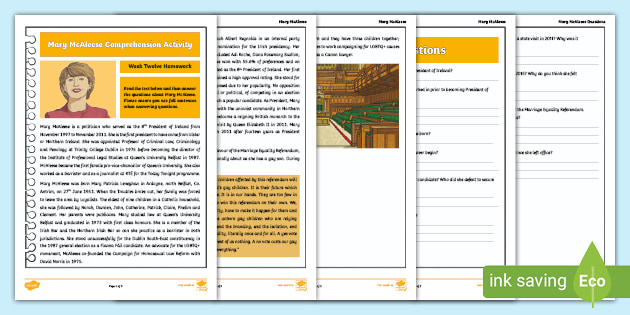 Mary Mcaleese Comprehension Activity Week Ten Homework