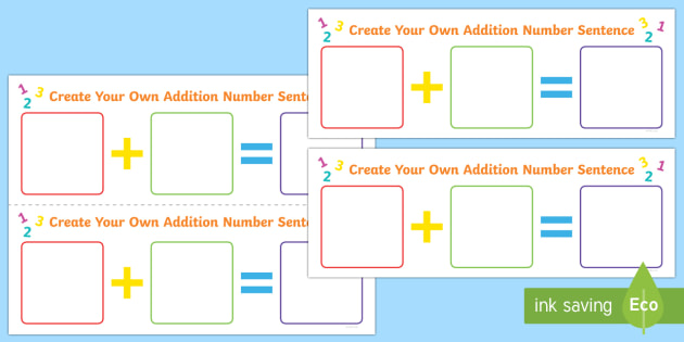 Create Your Own Addition Number Sentence Worksheet Worksheet