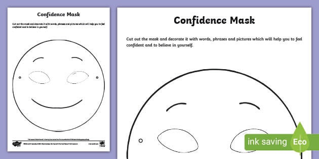 Confidence Mask Self-Esteem Activity Sheet (teacher made)