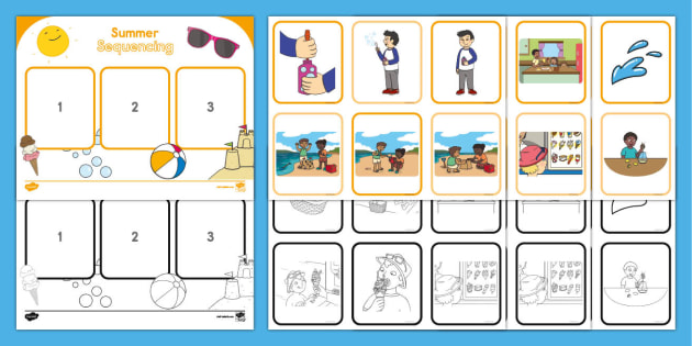 printable summer sequencing cards learning activities