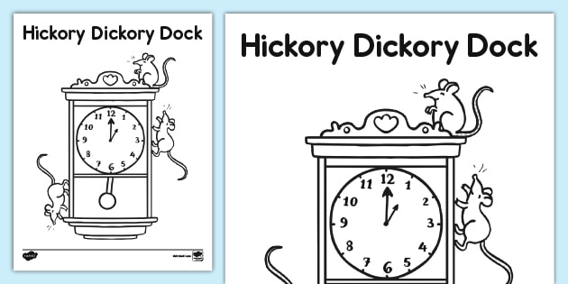 Hickory Dickory Dock Coloring Page