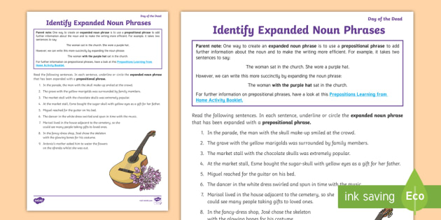 Day of the Dead: Expanded Noun Phrases with Prepositions Worksheet