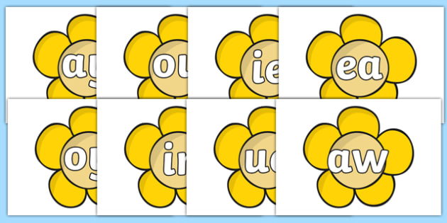 Phase 5 Phonemes on Yellow Flowers (teacher made)