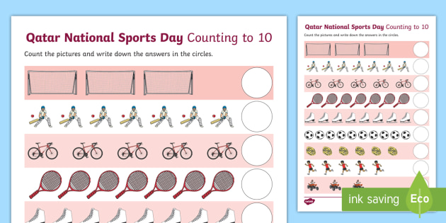 qatar national sports day counting to 10 worksheet english