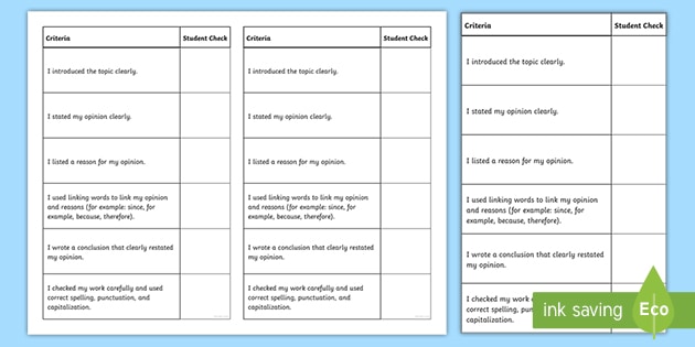 third grade opinion writing genre checklist teacher made