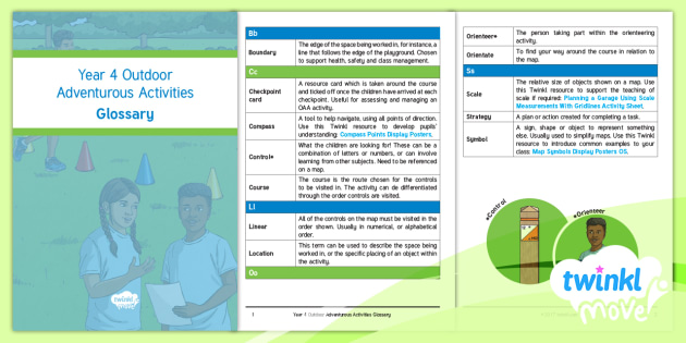 Outdoor Adventurous Activities Cpd Glossary Year 4 Pe Lesson