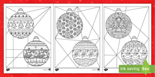 Free Stained Glass Christmas Ornaments Colouring Activity