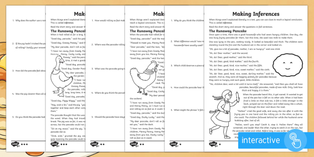 Pancake Day Inference Activity Sheet - KS2, Pancake Day