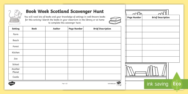 Book Week Scotland Scavenger Hunt Teacher Made