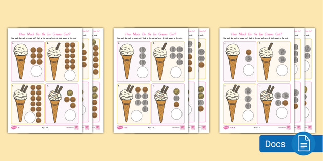 how much do the ice creams cost nz money worksheets