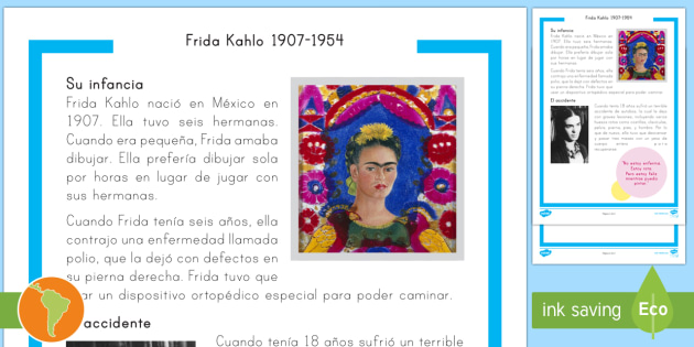 Hoja informativa: Frida Kahlo (teacher made) - Twinkl