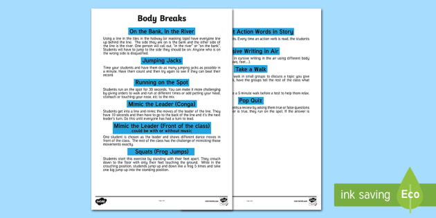Body Breaks Poster A2