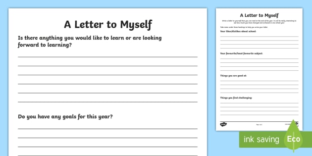 a letter to myself assignment