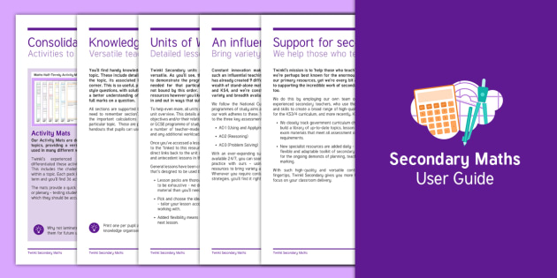 FREE! - Twinkl Secondary Maths User Guide - twinkl, secondary, twinkl