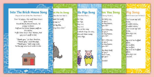 The Three Little Pigs Nursery Rhyme Lyrics Pack | EYFS