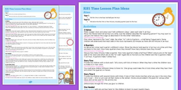 KS1 Time Lesson Plan Ideas (teacher made)