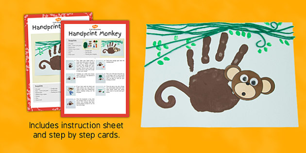 Handprint Monkey Craft Instructions - EYFS, KS1, craft, jungle Handprint Monkey Craft Instructions - EYFS, KS1, craft, jungle