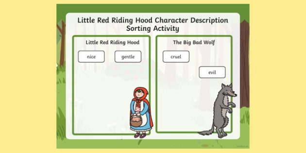 Little Red Riding Hood Character Description Sorting Activity